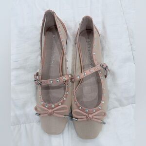 Gianni Bini Blush Pink Studded Mary Jane Flats